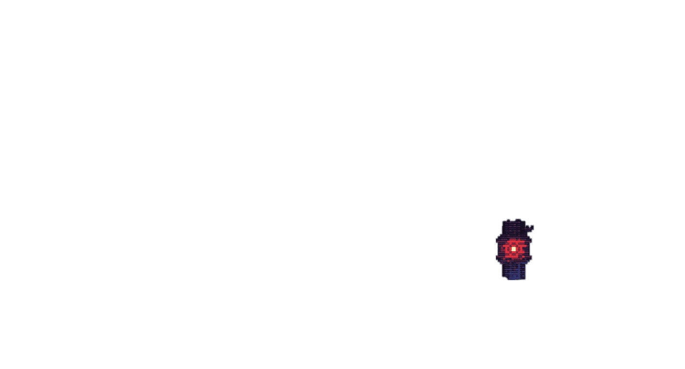 The third statue is glowing red